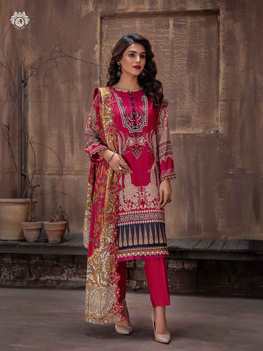GullJee 3 PC UNSTITCHED (SHIRT TROUSER & DUPATTA)