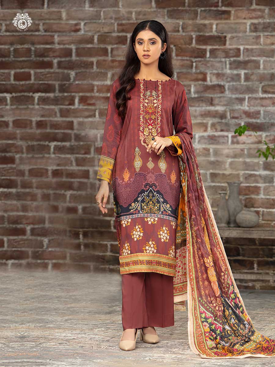 GullJee 3 PC UNSTITCHED (SHIRT TROUSER & DUPATTA)