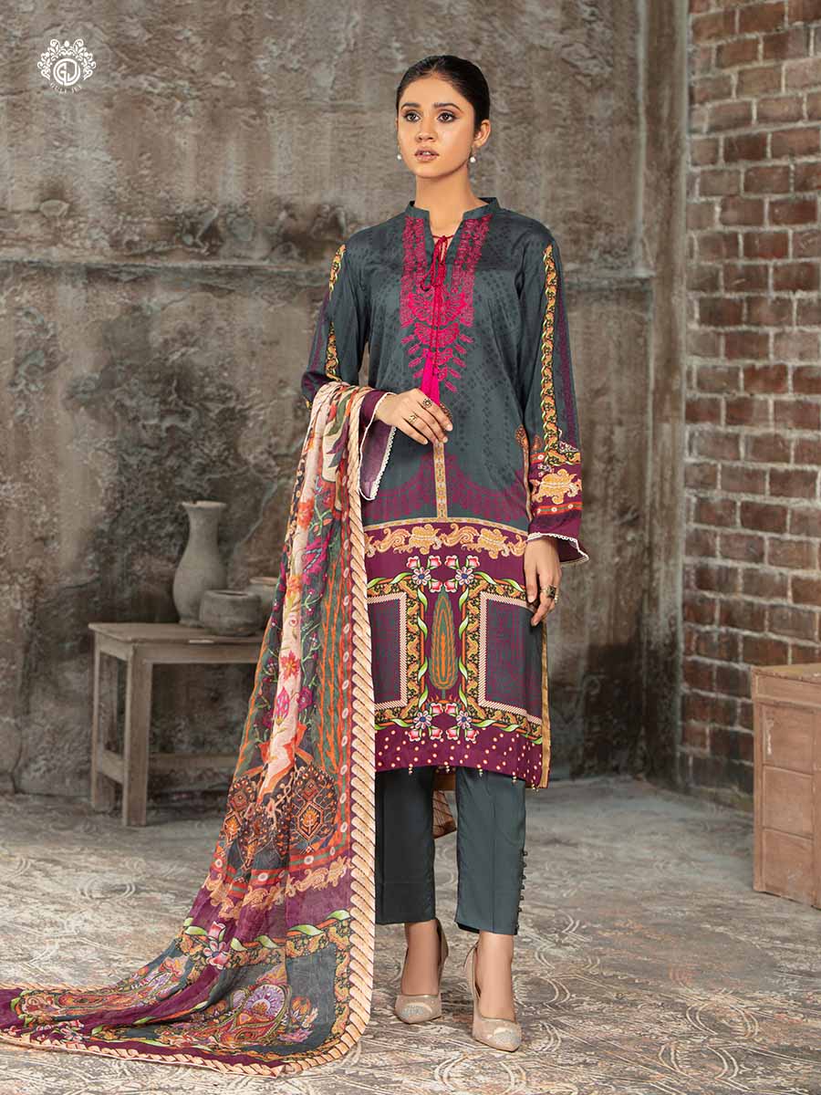 GullJee 3 PC UNSTITCHED (SHIRT TROUSER & DUPATTA)