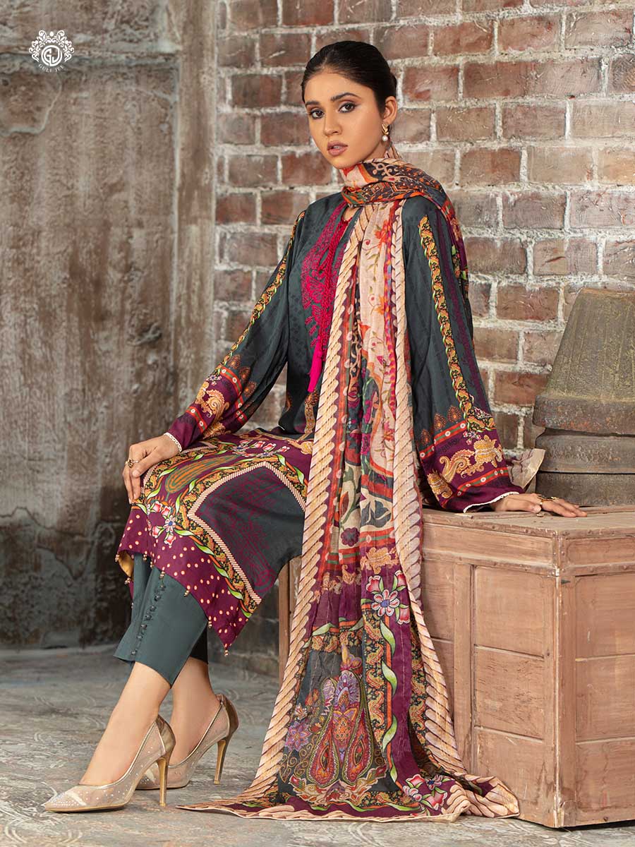 GullJee 3 PC UNSTITCHED (SHIRT TROUSER & DUPATTA)