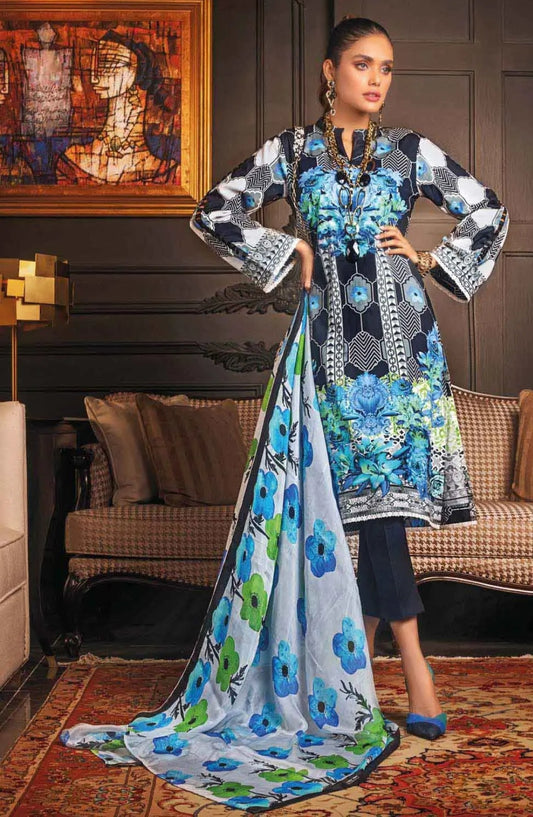 Gul Ahmed 3PC Tissue Silk Dupatta With Unstitched Lawn Suit SSM-12002