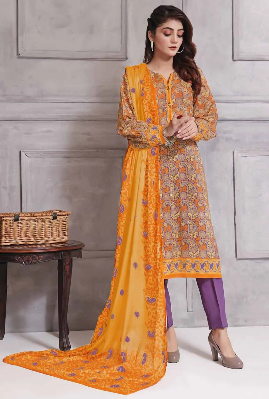 Gul Ahmed 3PC Unstitched Printed Lawn Suit