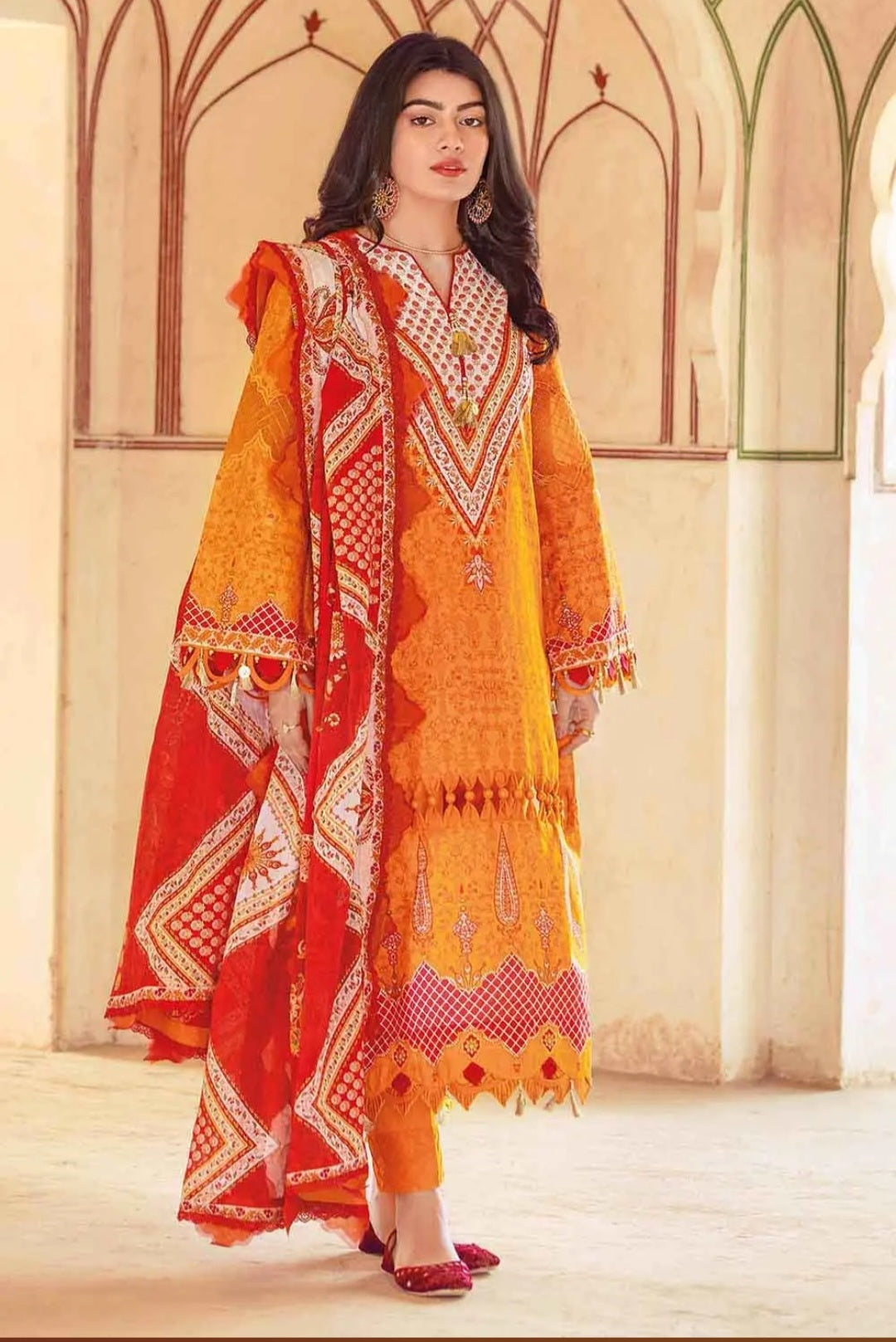 Gul Ahmed 3PC Gold Printed Lawn Unstitched