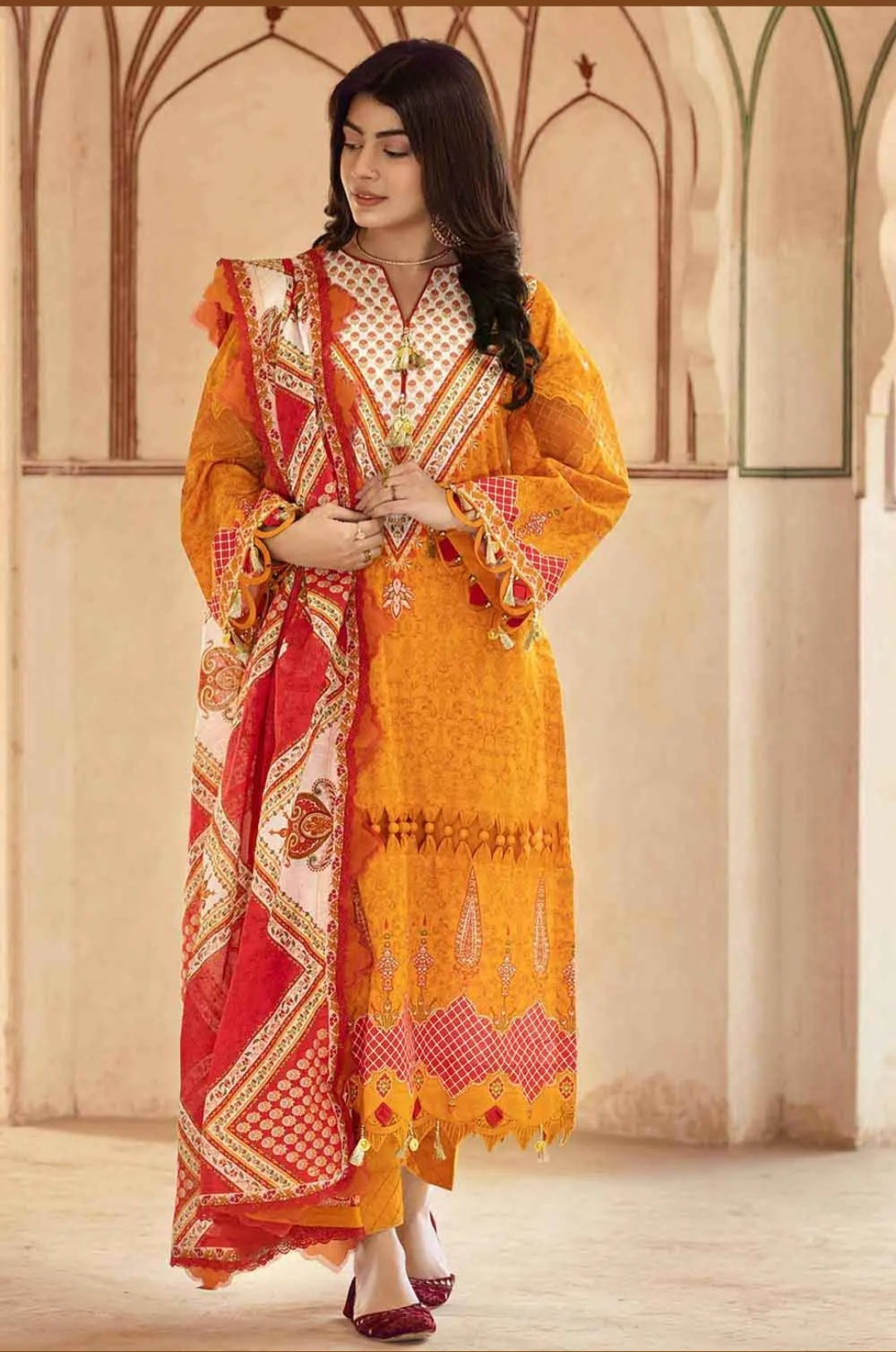 Gul Ahmed 3PC Gold Printed Lawn Unstitched