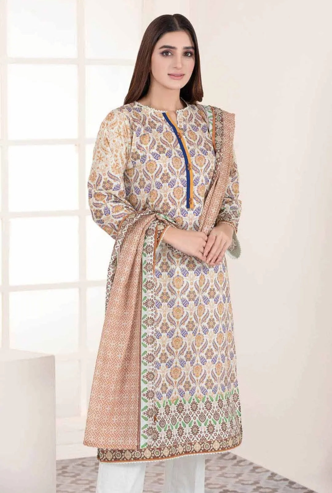 Gul Ahmed 3PC Unstitched Printed Lawn Suit