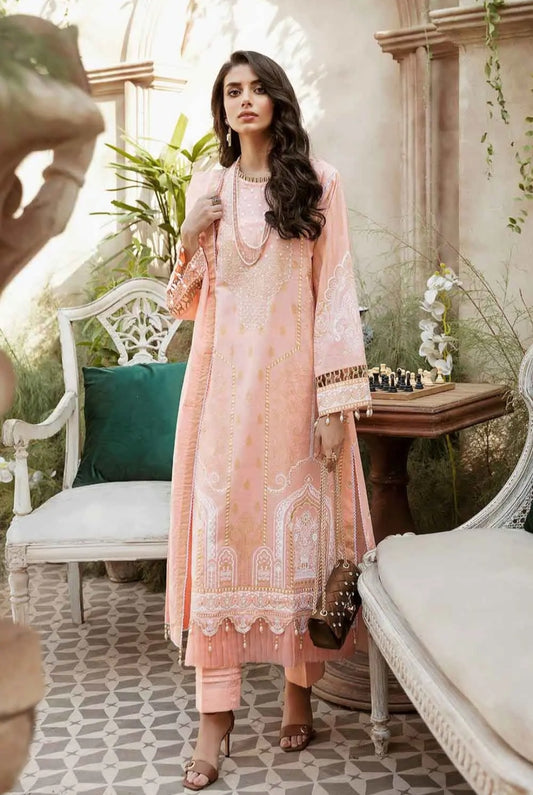 GUL AHMED 3PC Unstitched Embroidered Luxury Cotton Suit with Jacquard Dupatta