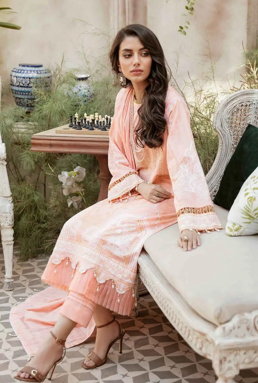 GUL AHMED 3PC Unstitched Embroidered Luxury Cotton Suit with Jacquard Dupatta