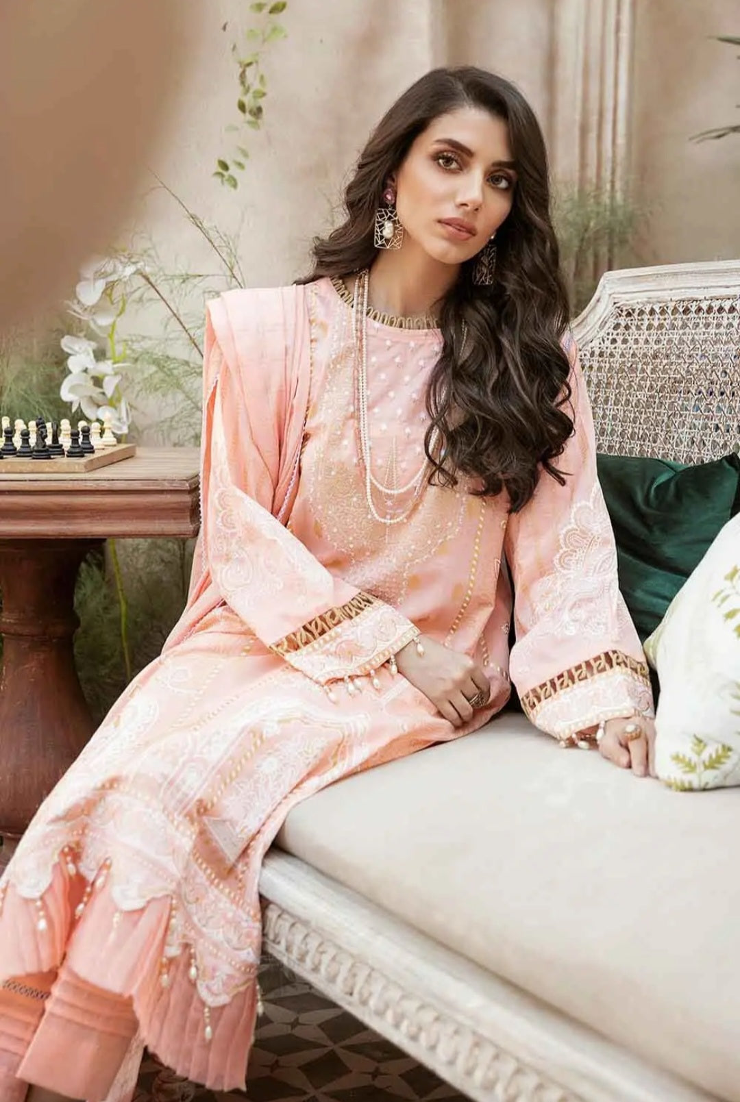 GUL AHMED 3PC Unstitched Embroidered Luxury Cotton Suit with Jacquard Dupatta