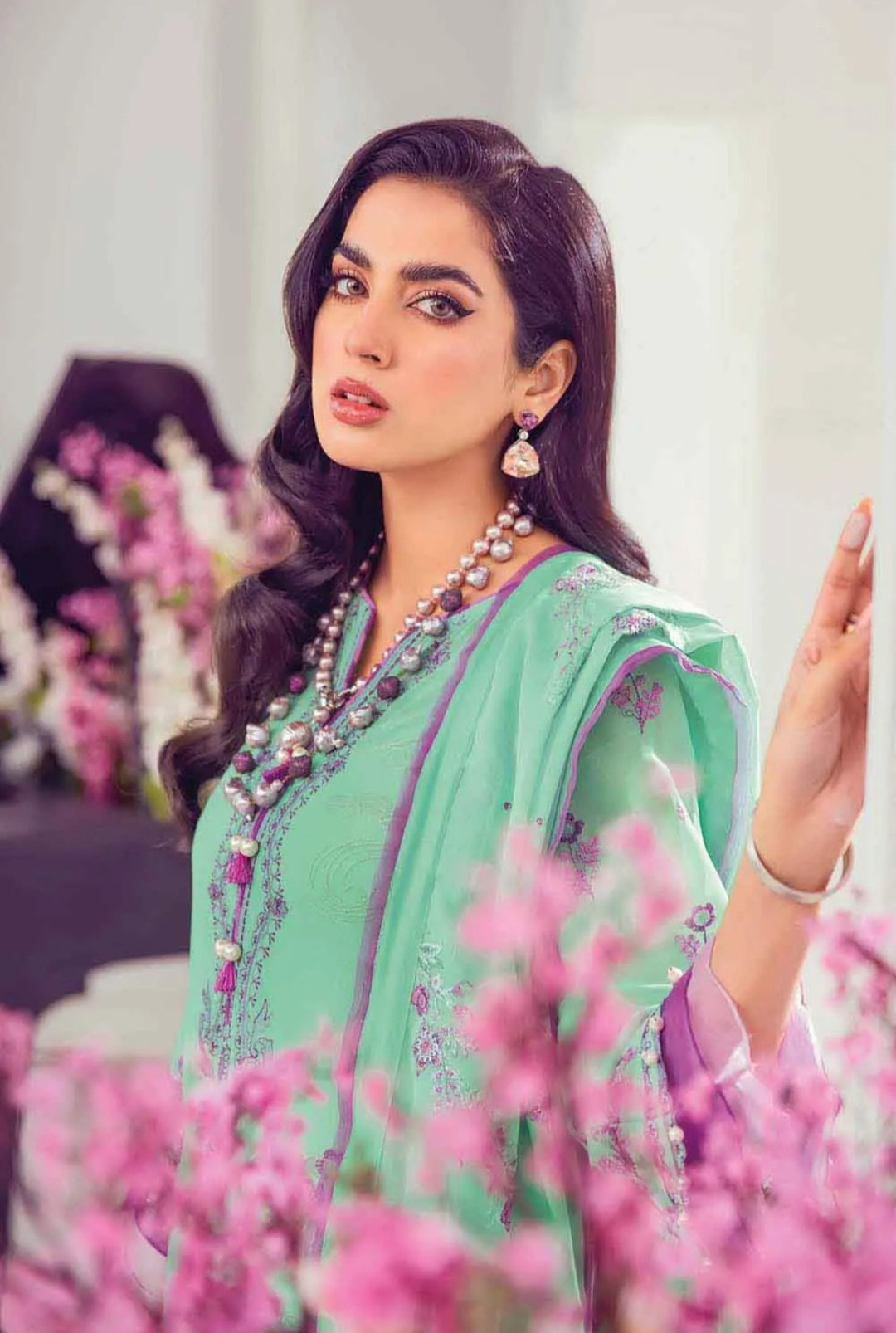 GUL AHMED 3PC Swiss Voile Unstitched Embroidered Suit