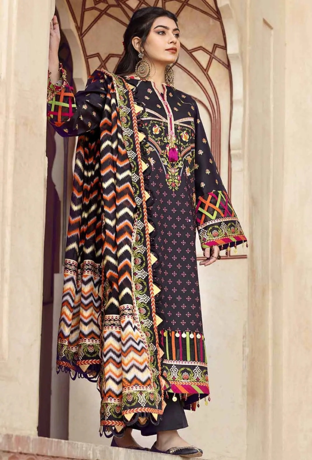 GUL AHMED 3PC Gold Printed Lawn Unstitched Suit