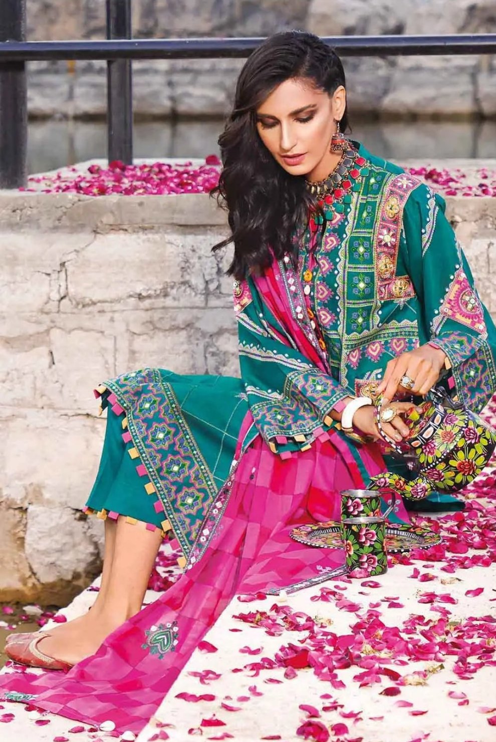 Gul Ahmed 3PC Silver Printed and Embroidered Lawn Unstitched