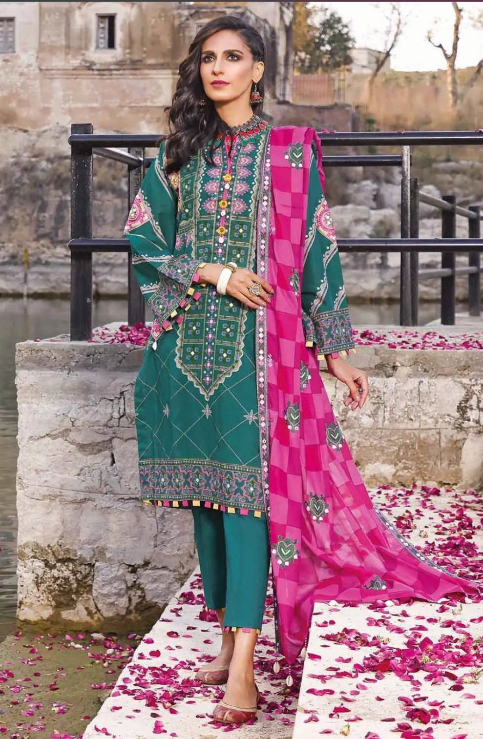 Gul Ahmed 3PC Silver Printed and Embroidered Lawn Unstitched