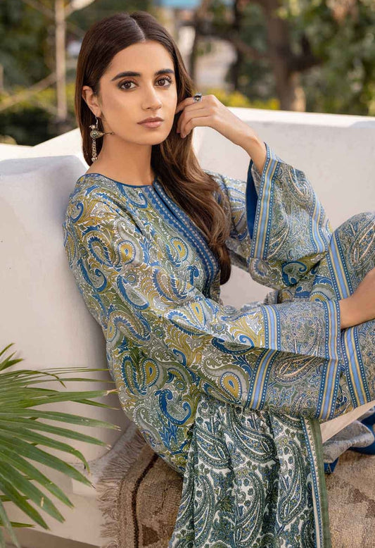 Gul Ahmed 3PC Printed Lawn Unstitched Embroidered Suit With Printed Lawn Dupatta