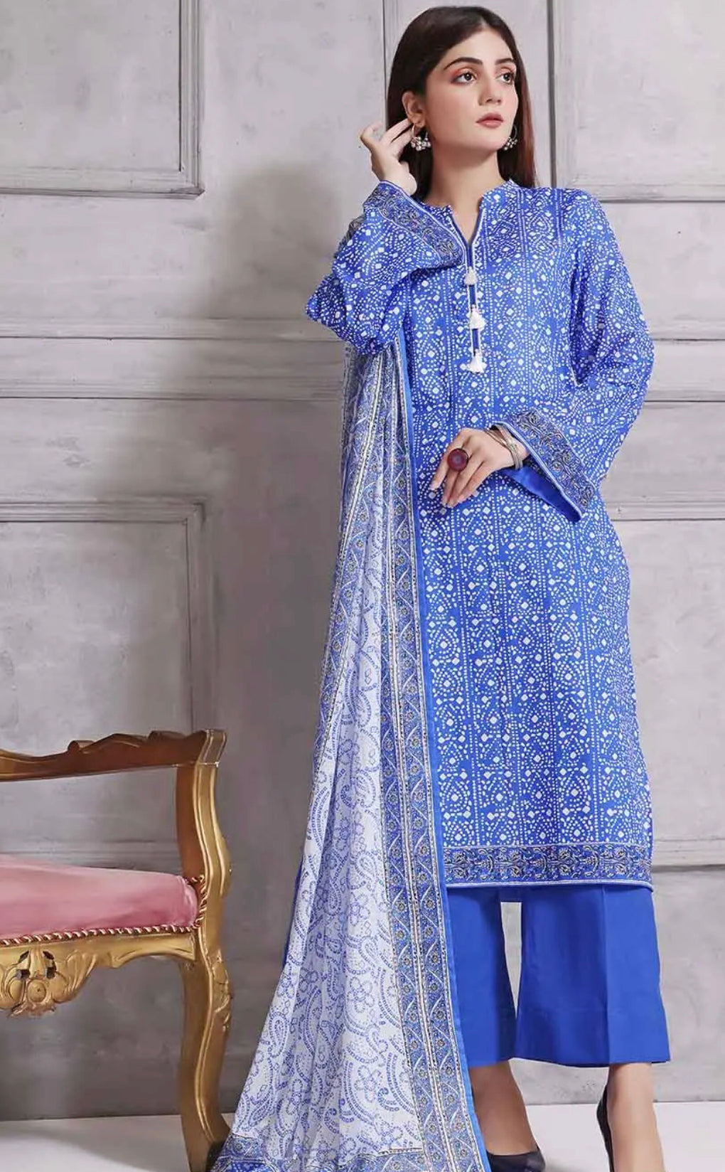 Gul Ahmed 3PC Unstitched Printed Lawn Suit CLP-22172 B