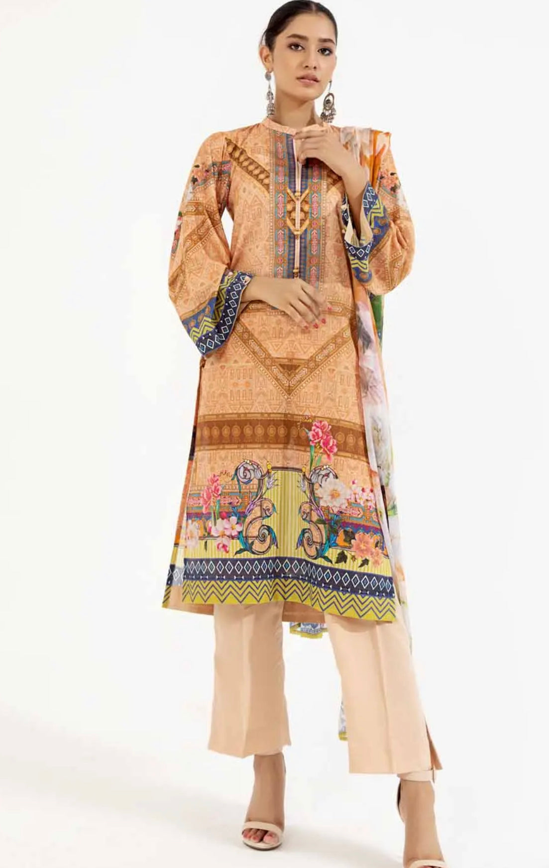 Gul Ahmed 3PC Unstitched Printed Lawn Suit with Printed Chiffon Dupatta