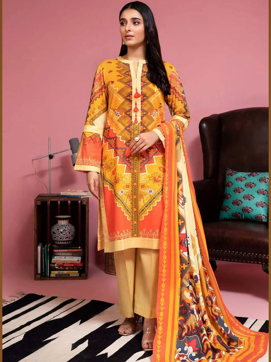 Gul Ahmed 3PC Unstitched Lawn Digital Printed Suit