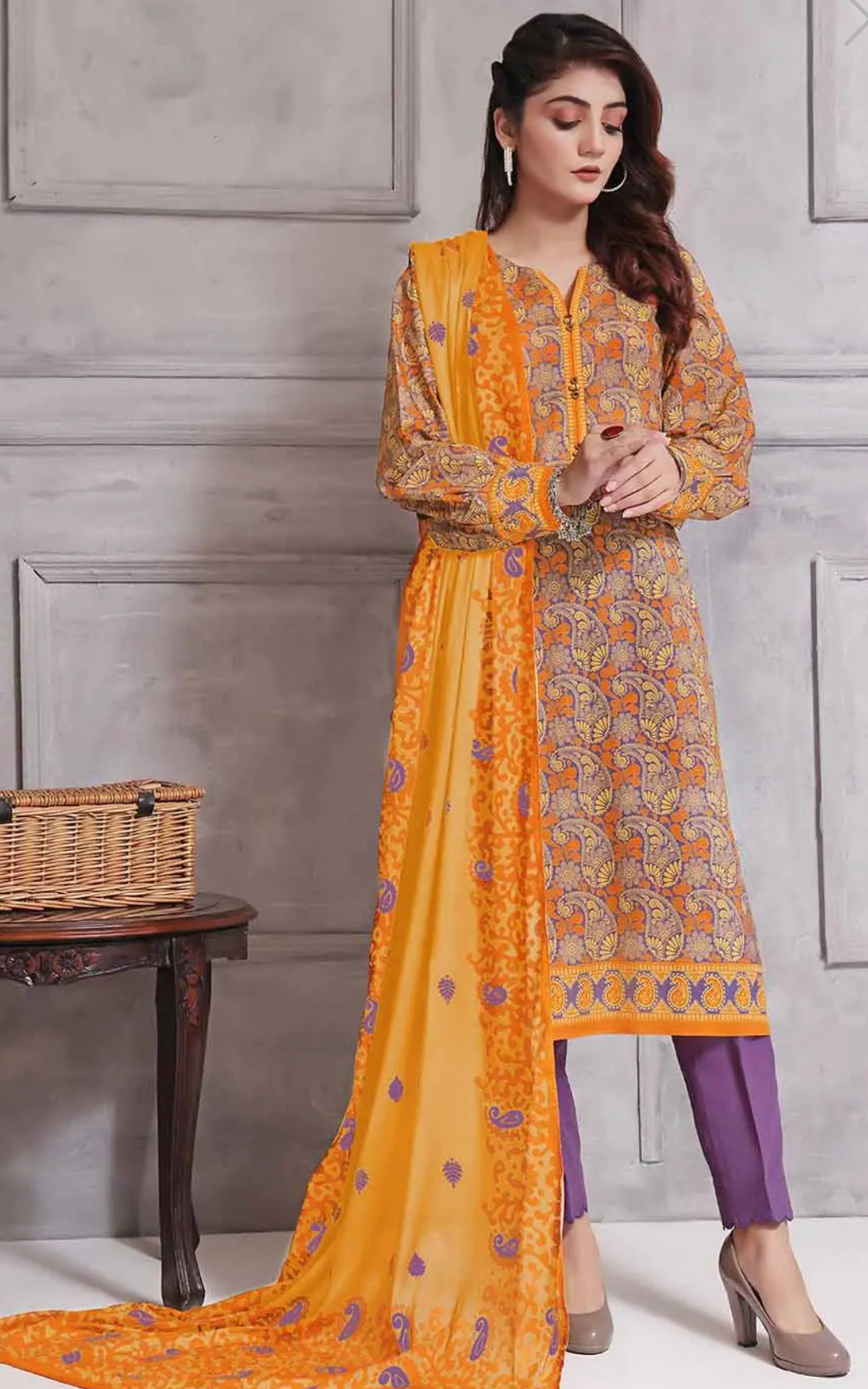 Gul Ahmed 3PC Unstitched Printed Lawn Suit CLP-22268 A