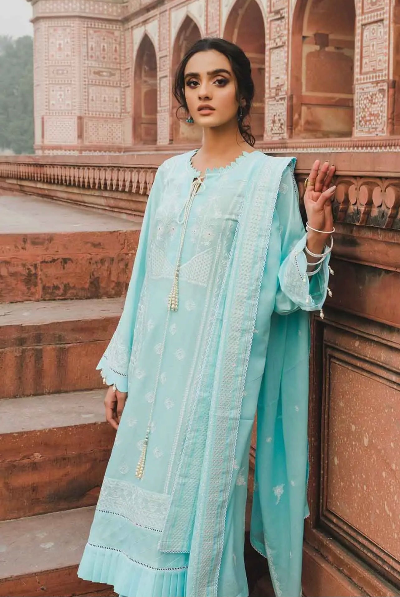 Gul Ahmed 3PC Unstitched Embroidered Luxury Cotton Suit