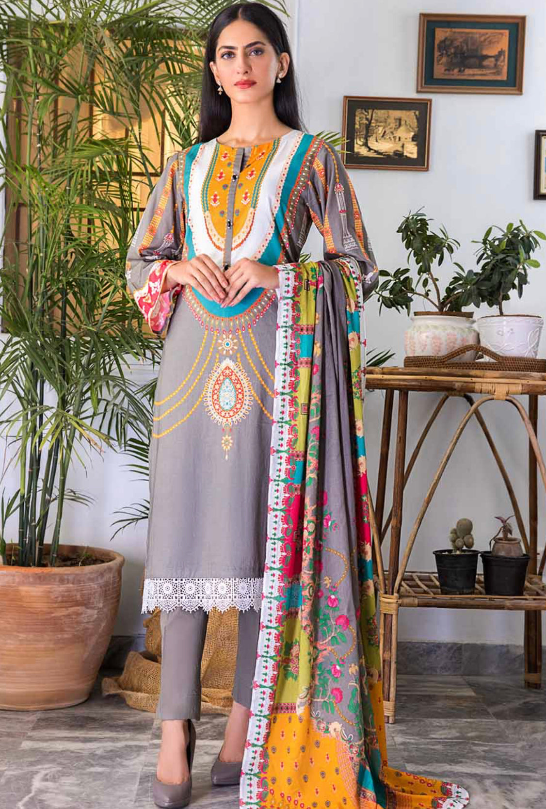 Gul Ahmed 3PC Unstitched Digital Printed Lawn Suit CLP-22199