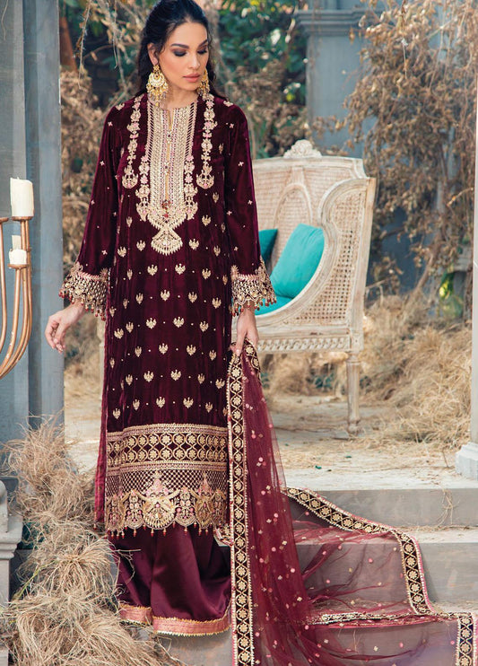 Velour De Fete By Anaya Embroidered Velvet Suits Unstitched 3 Piece