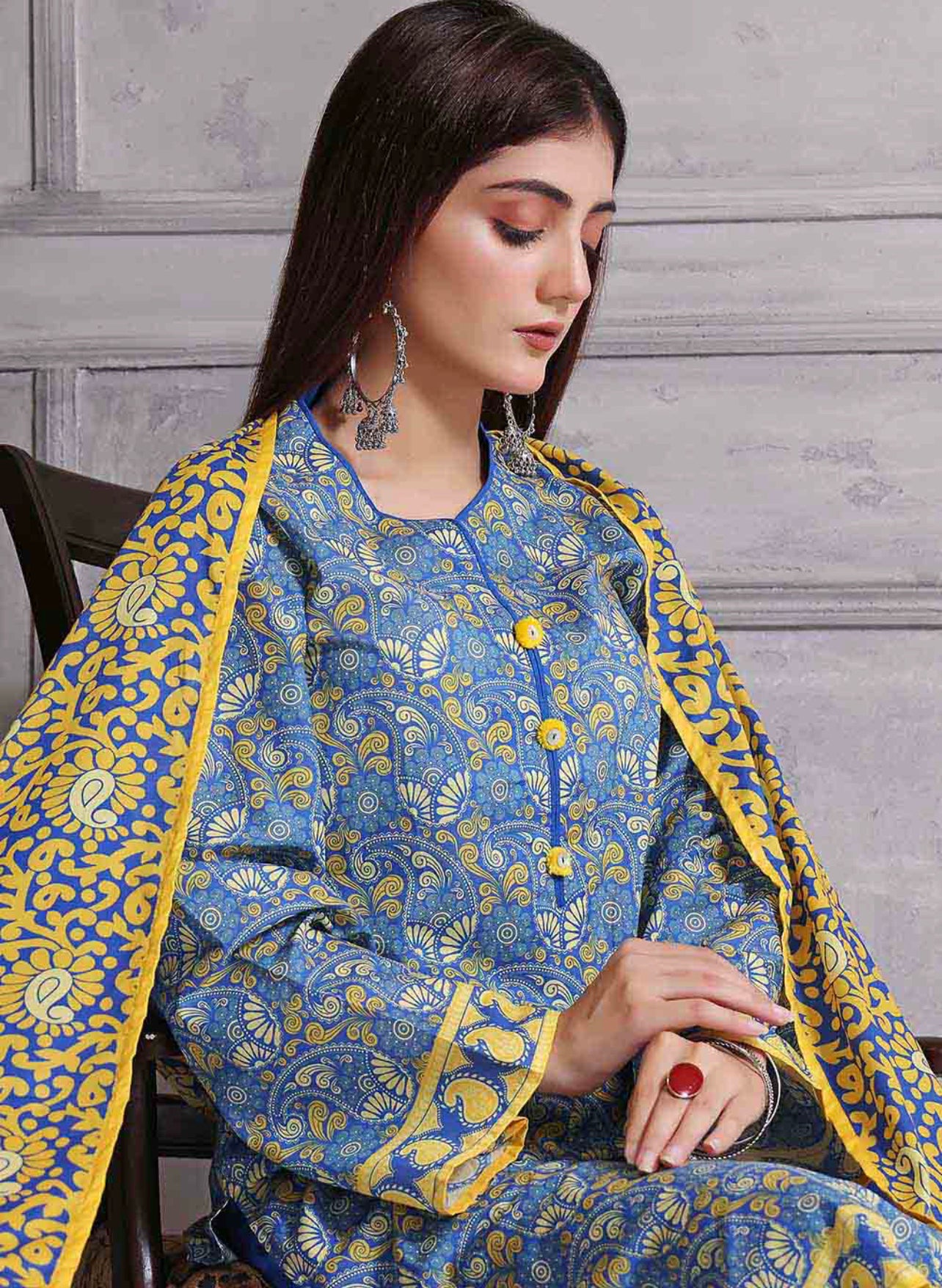 Gul Ahmed 3PC Unstitched Printed Lawn Suit CLP-22268 B