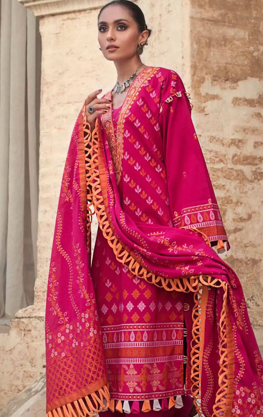 Gul Ahmed 3PC Unstitched Cambric Jacquard Embroidered Suit with Jacquard Dupatta