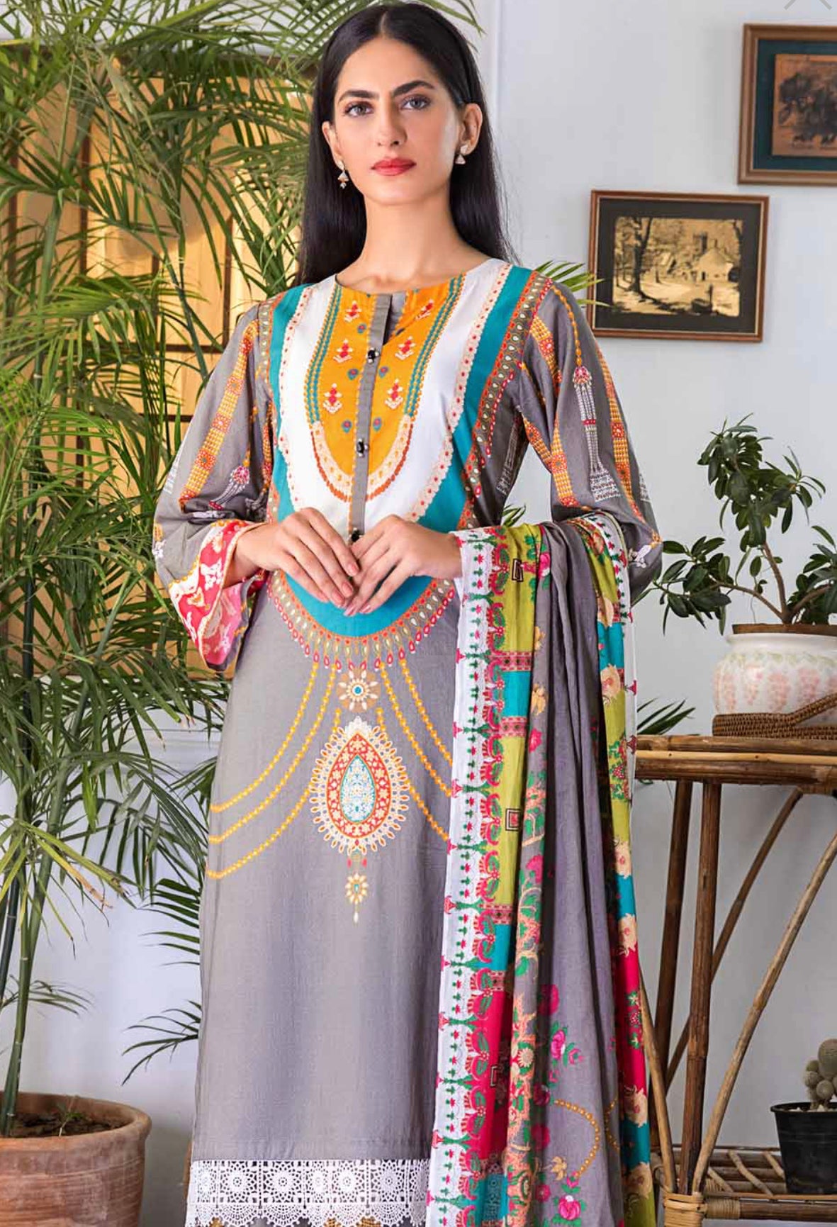 Gul Ahmed 3PC Unstitched Digital Printed Lawn Suit CLP-22199