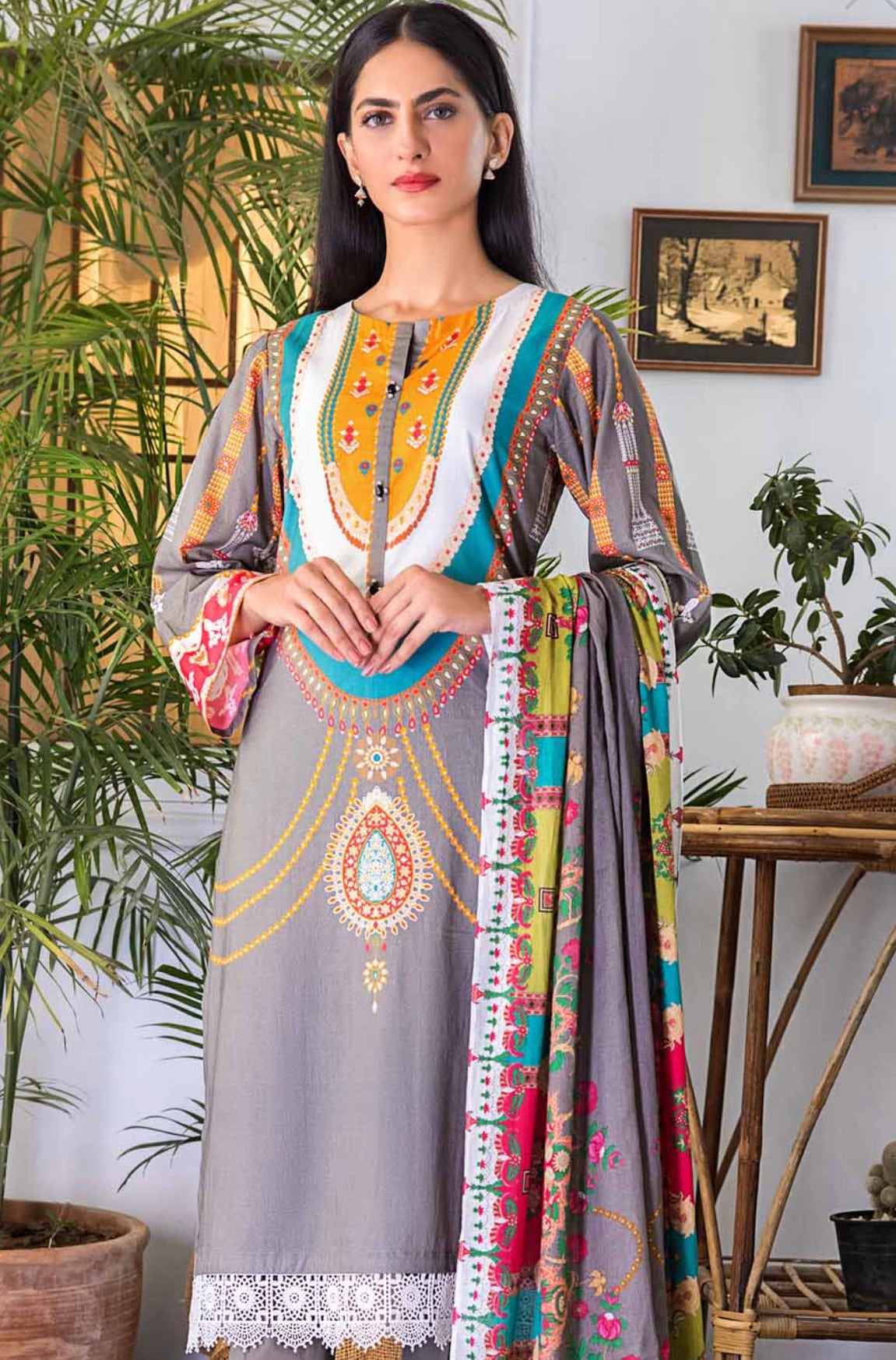 Gul Ahmed 3PC Unstitched Digital Printed Lawn Suit CLP-22199