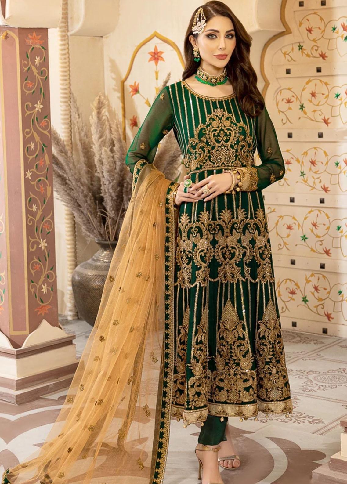 Mohagni Embroidered Chiffon Suits Unstitched 3 Piece