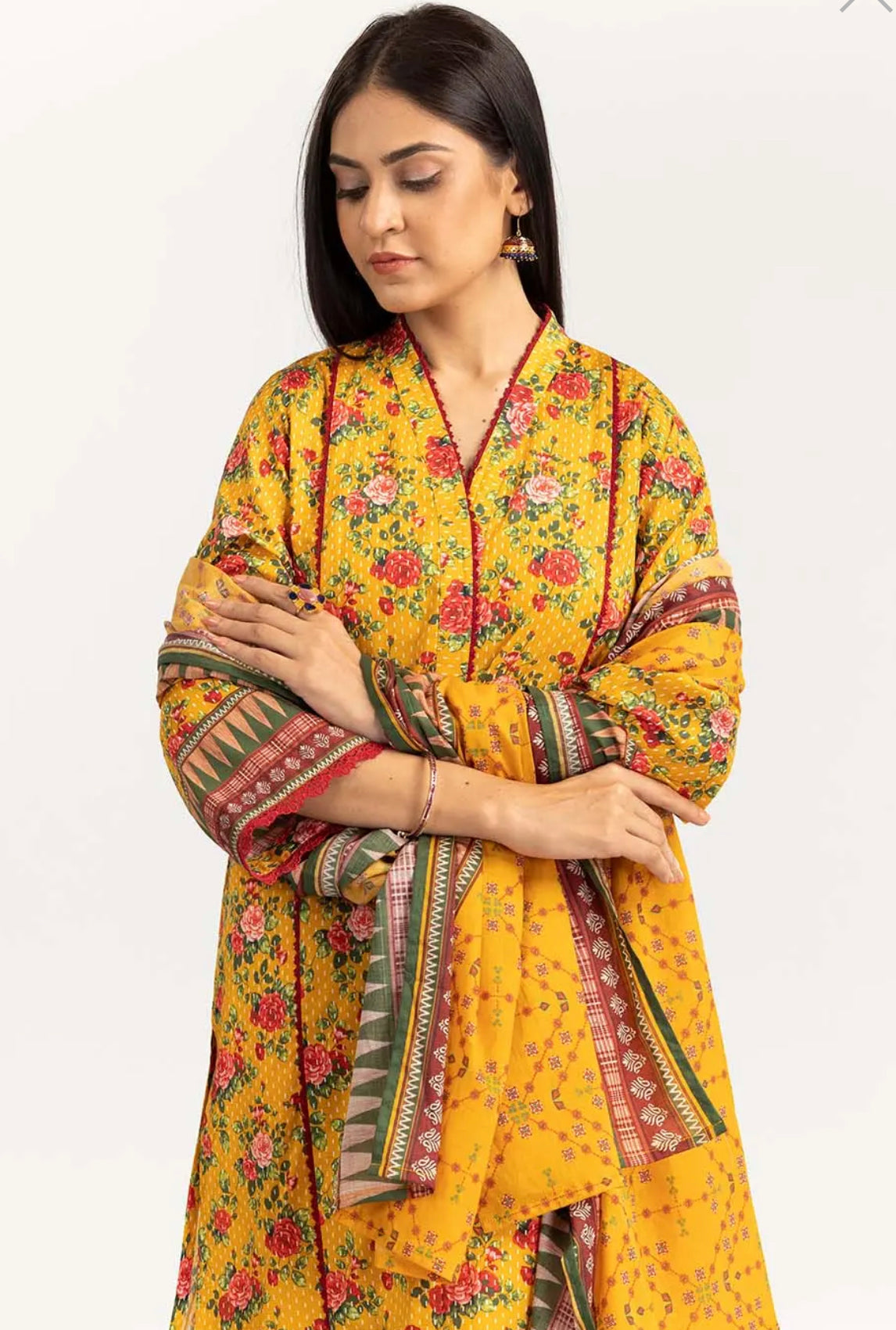 Gul Ahmed 3PC Unstitched Printed Lawn Suit