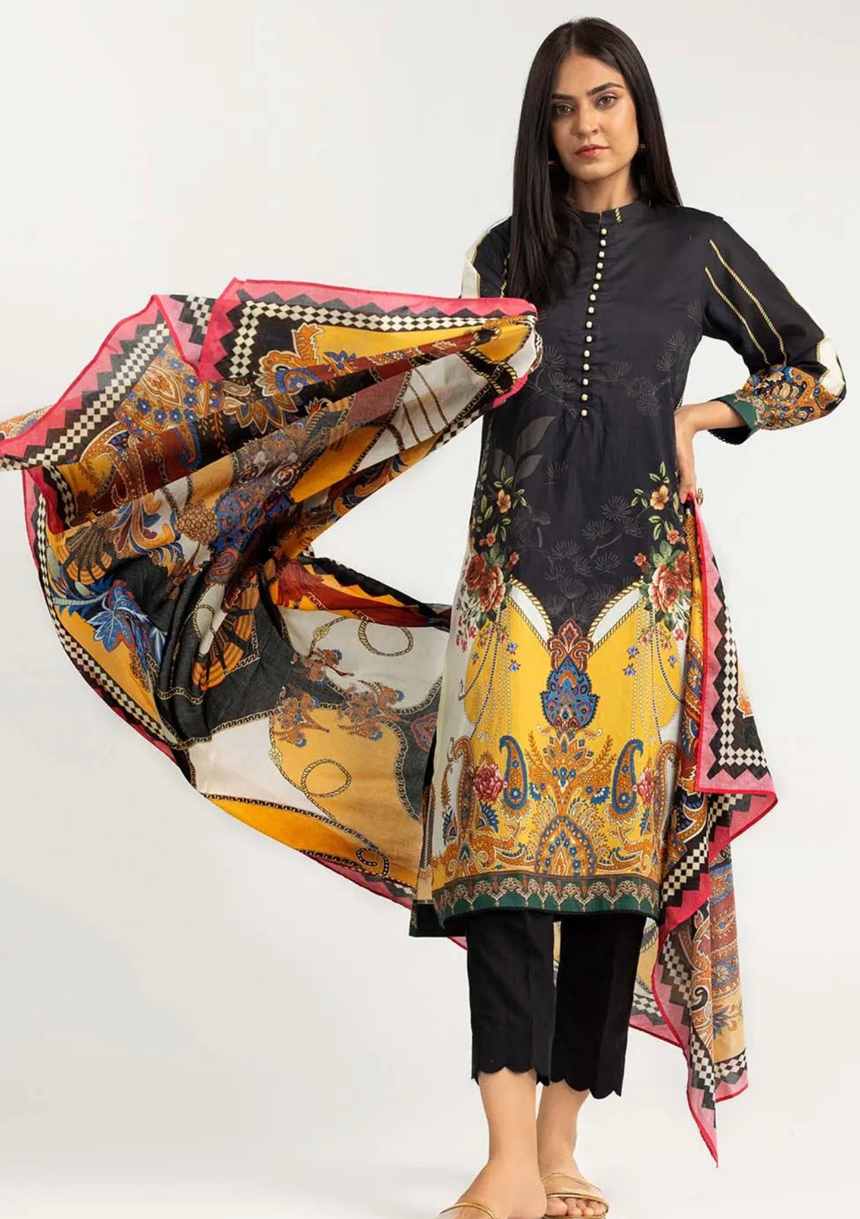 Gul Ahmed 3PC Unstitched Printed Lawn Suit