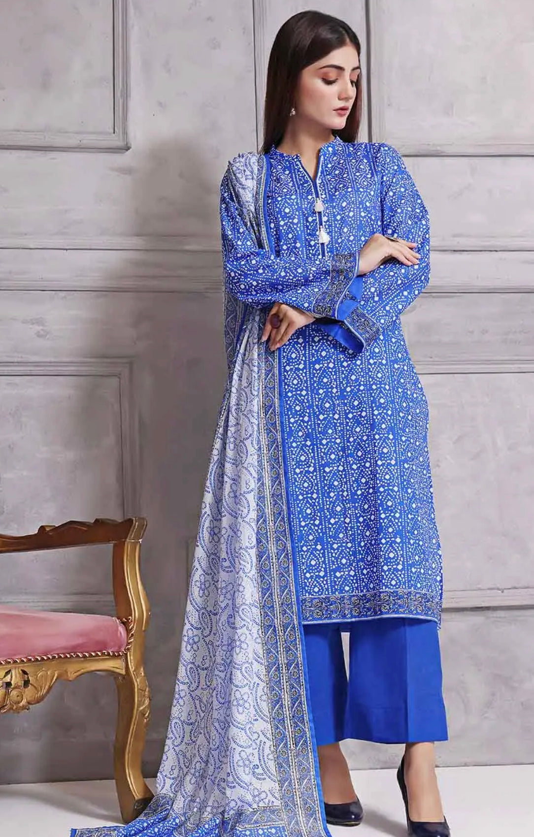 Gul Ahmed 3PC Unstitched Printed Lawn Suit CLP-22172 B