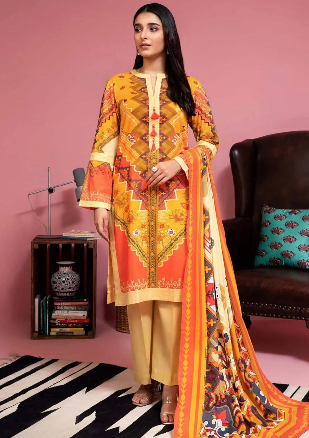 Gul Ahmed 3PC Unstitched Digital Printed Lawn Suit