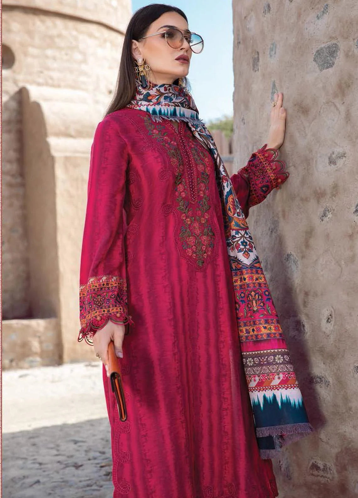 Desert Rose by Maria B Printed Cambric Suits Unstitched 3 Piece MB22DR MPT-1502-A - Winter Collection