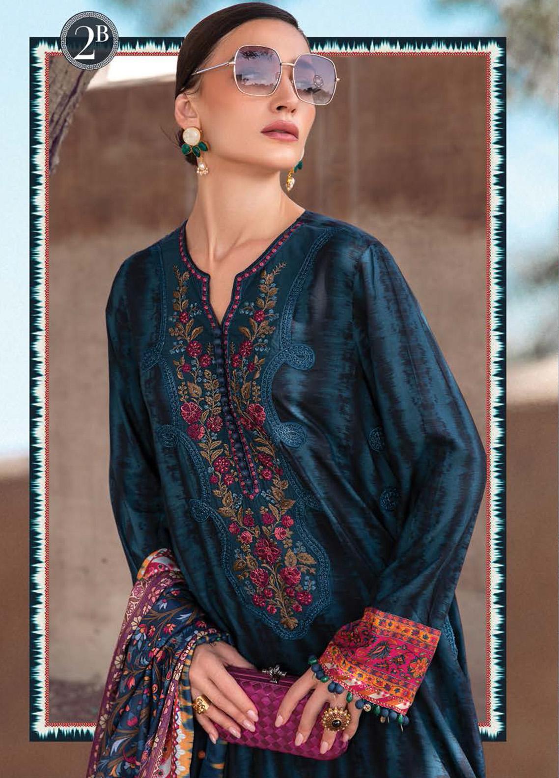 Desert Rose by Maria B Printed Cambric Suits Unstitched 3 Piece MB22DR MPT-1502-B - Winter Collection