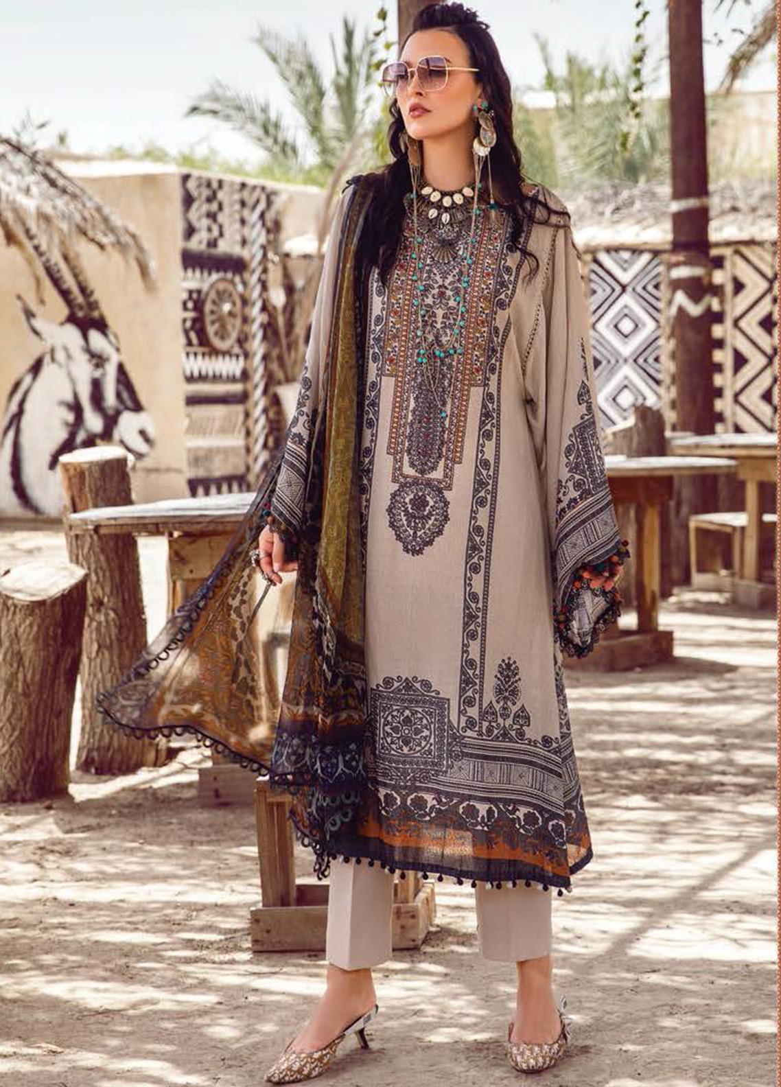 Desert Rose by Maria B Printed Karandi Suits Unstitched 3 Piece MB22DR MPT-1505-A - Winter Collection