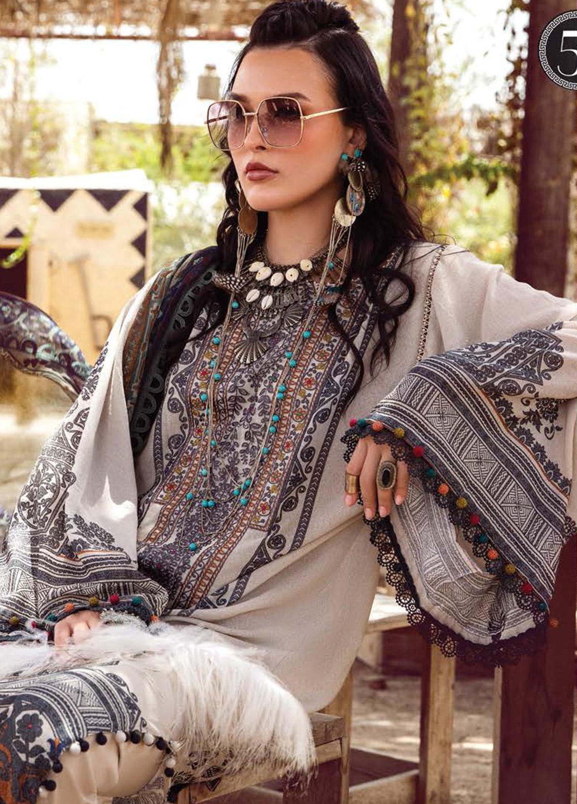 Desert Rose by Maria B Printed Karandi Suits Unstitched 3 Piece MB22DR MPT-1505-A - Winter Collection