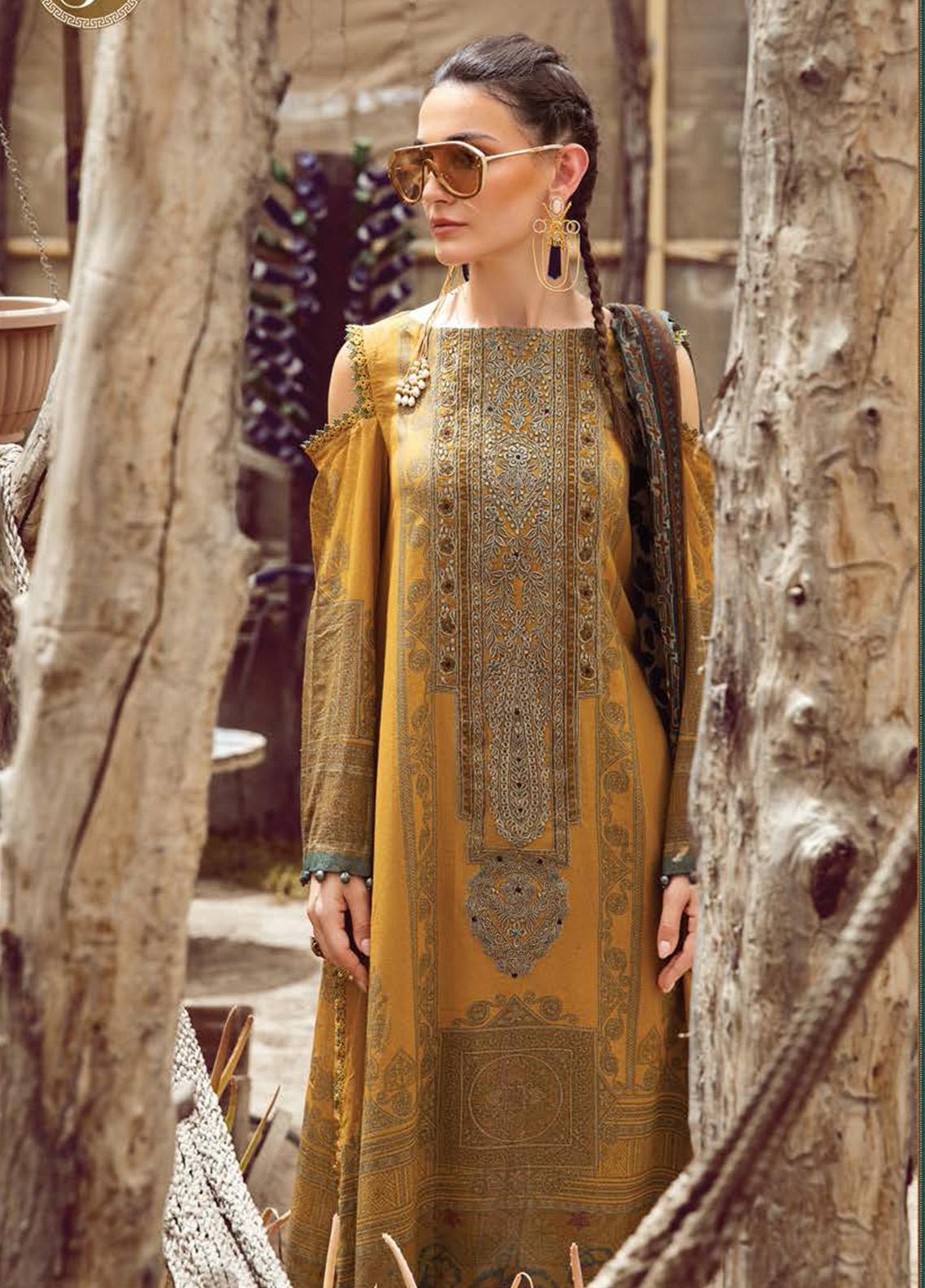 Desert Rose by Maria B Printed Karandi Suits Unstitched 3 Piece MB22DR MPT-1505-B - Winter Collection