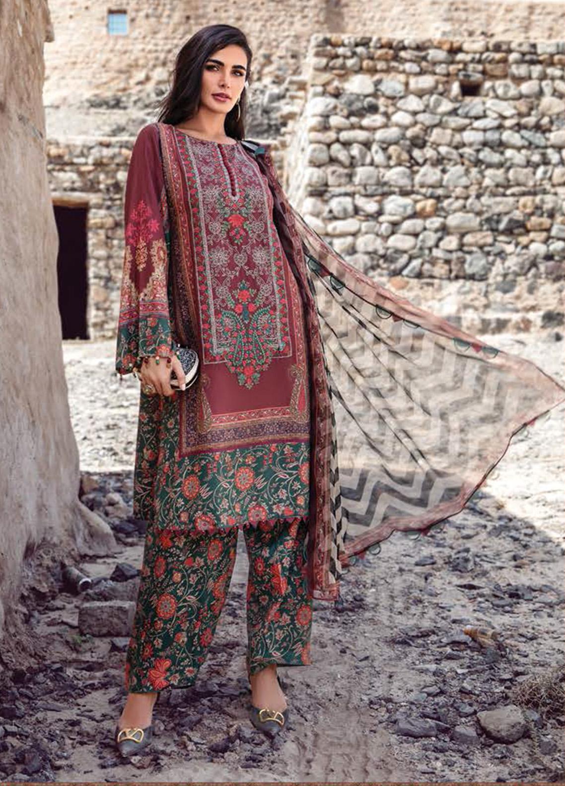 Desert Rose by Maria B Printed Linen Suits Unstitched 3 Piece MB22DR MPT-1507-A - Winter Collection